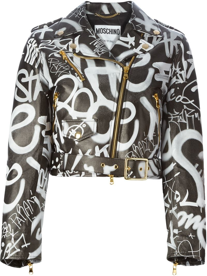 graffiti leather jacket womens