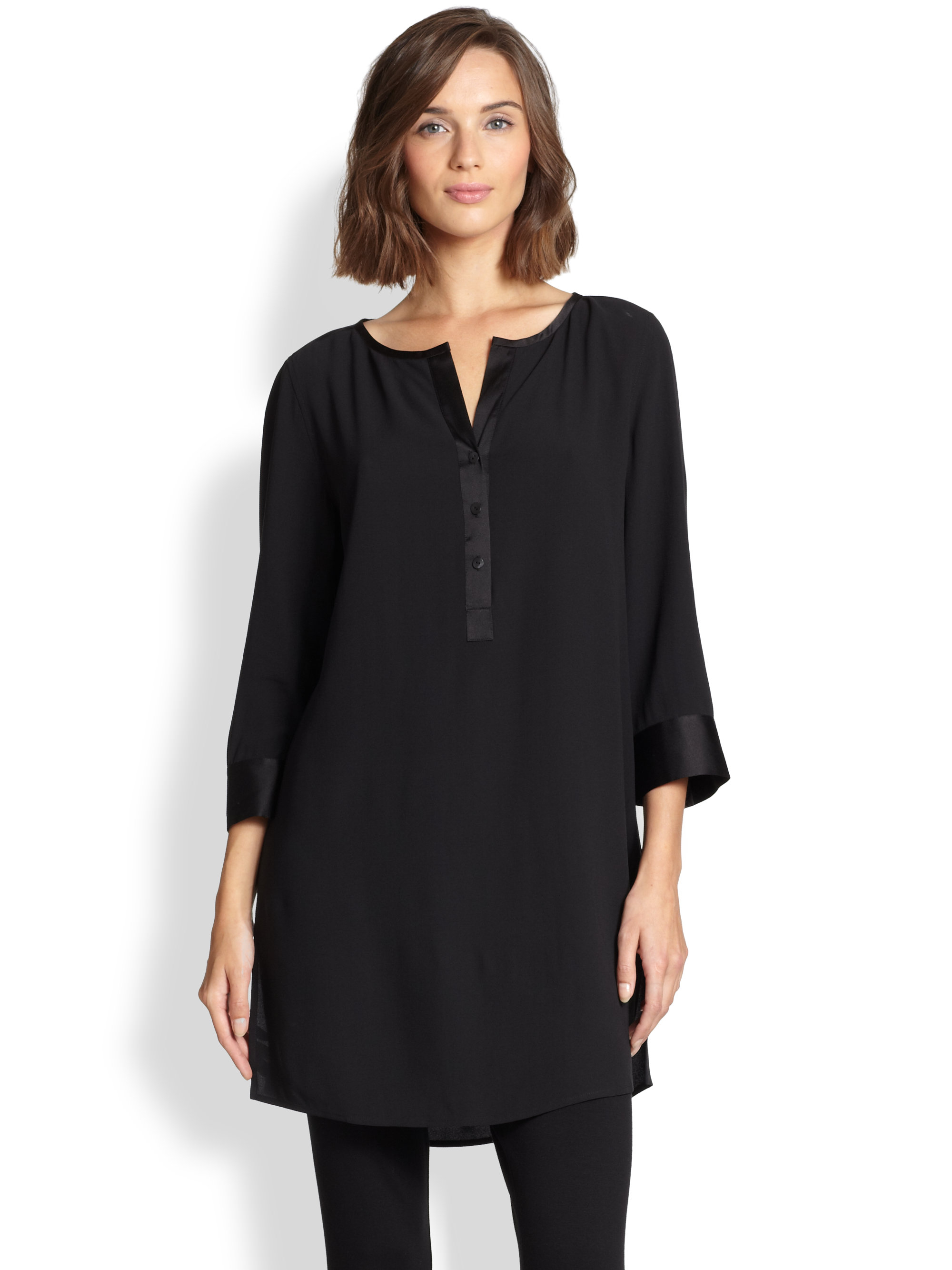Eileen Fisher Silk Tunic in Black | Lyst