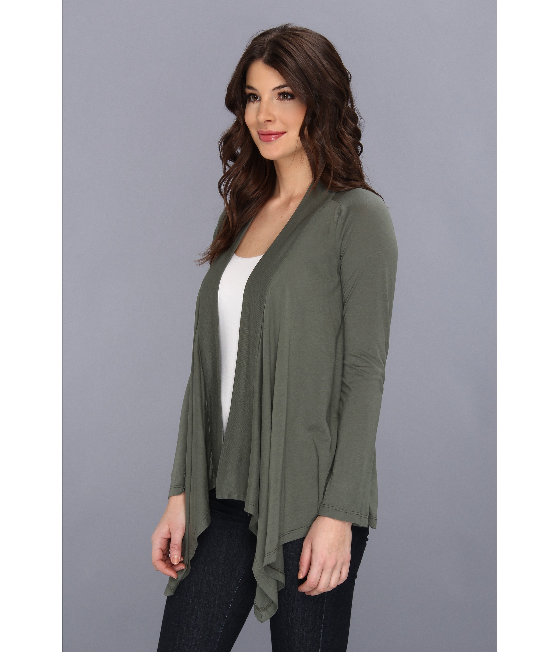 Lyst Splendid Very Light Jersey Drape Cardigan in Green