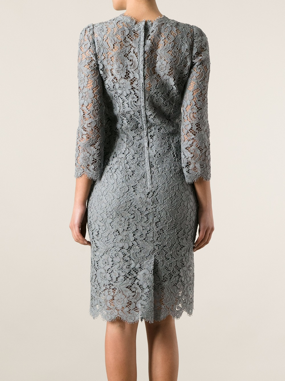 Dolce & Gabbana Floral Lace Dress in Gray | Lyst