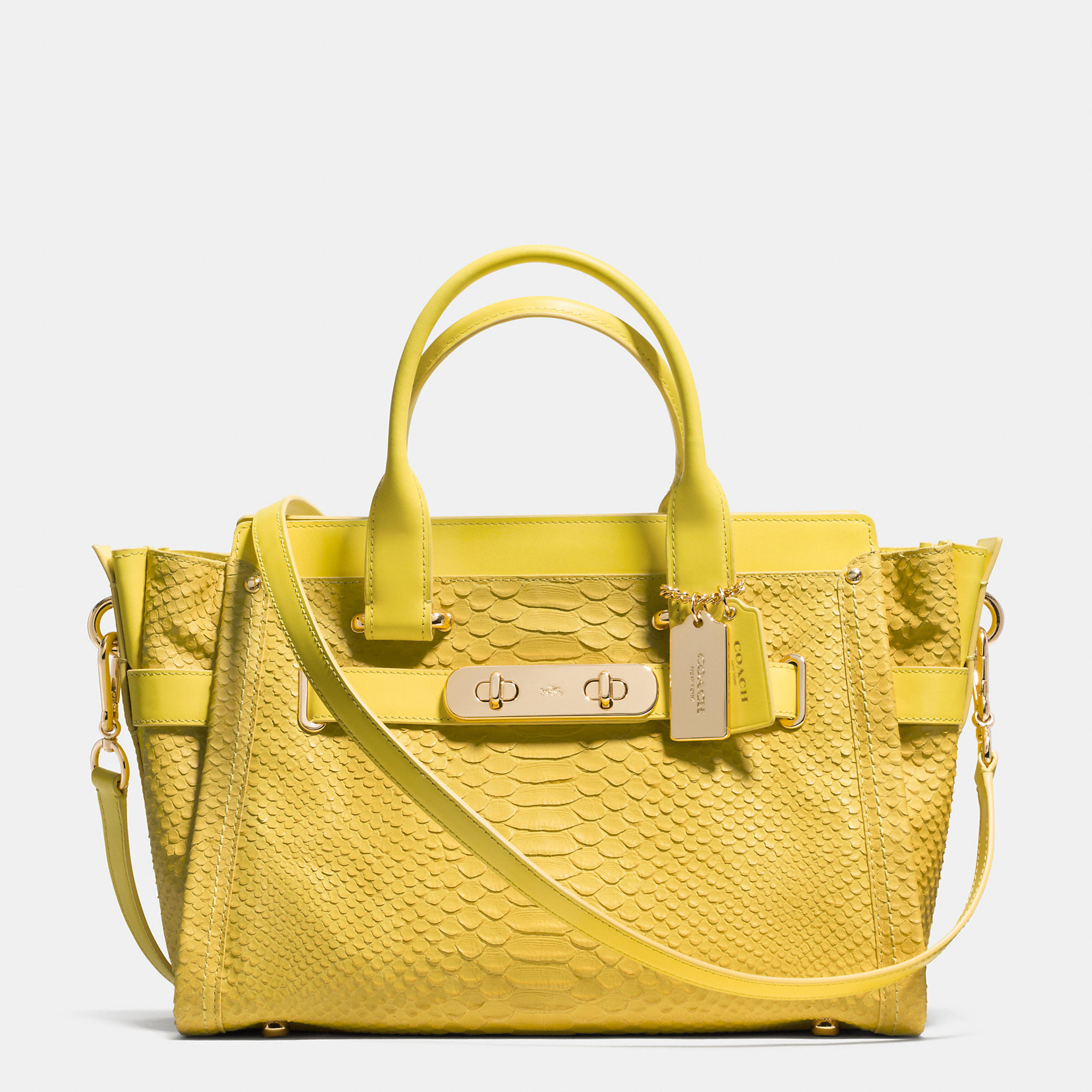 Lyst - Coach Swagger In Python Embossed Leather in Yellow