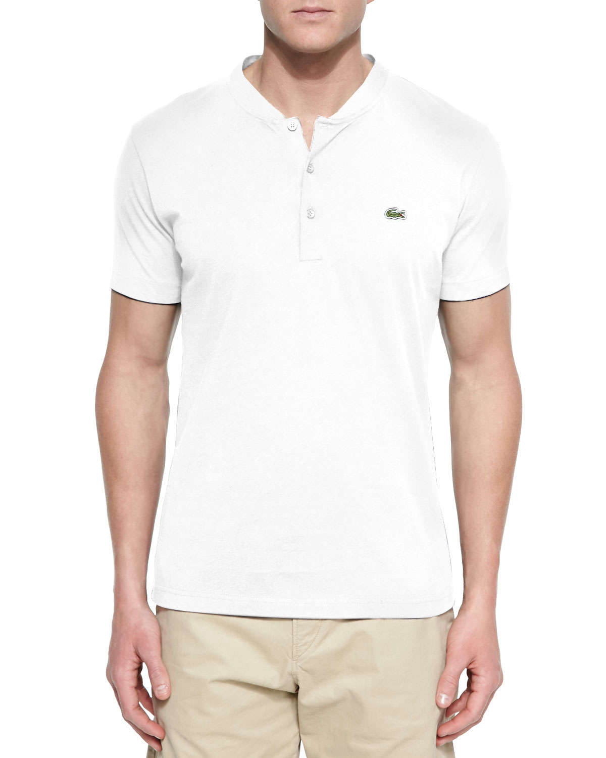 men contrast collar polo shirt