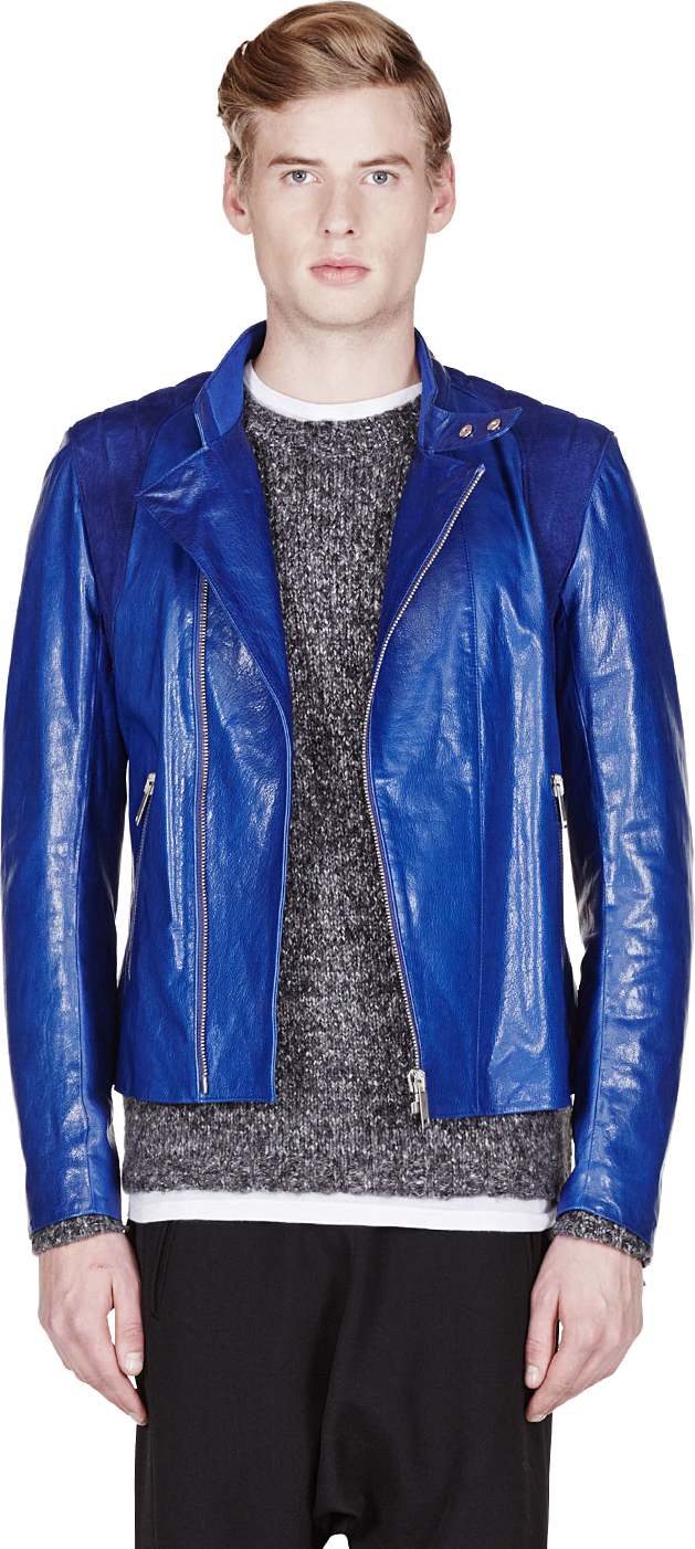 royal blue leather jacket