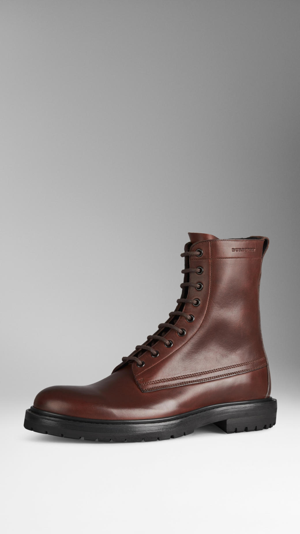 Burberry Leather Military Boots in Brown for Men Lyst