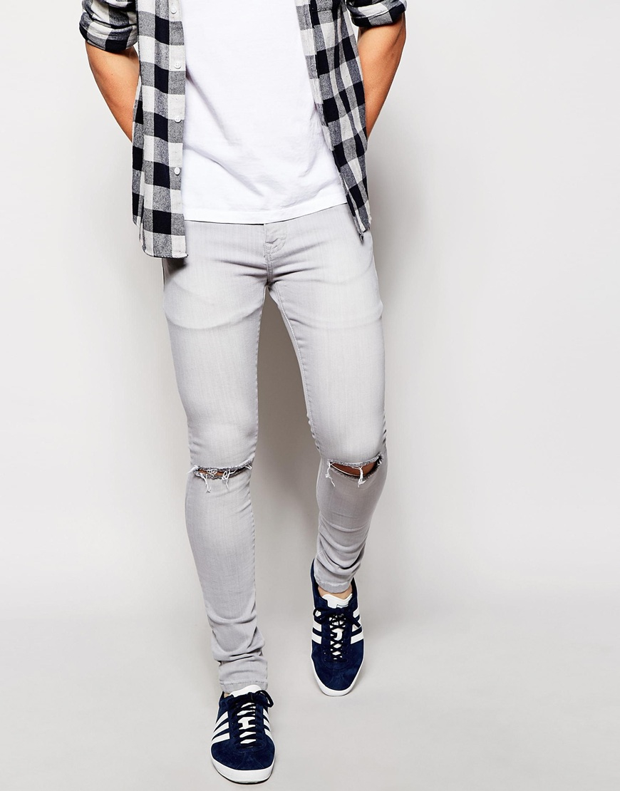 light grey distressed jeans