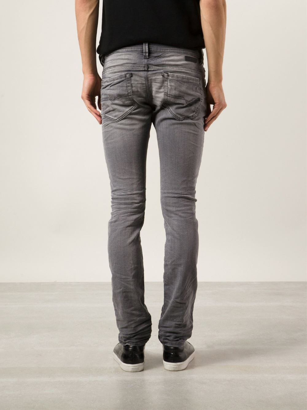 DIESEL Thavar Sweat Jeans in Gray for Men | Lyst