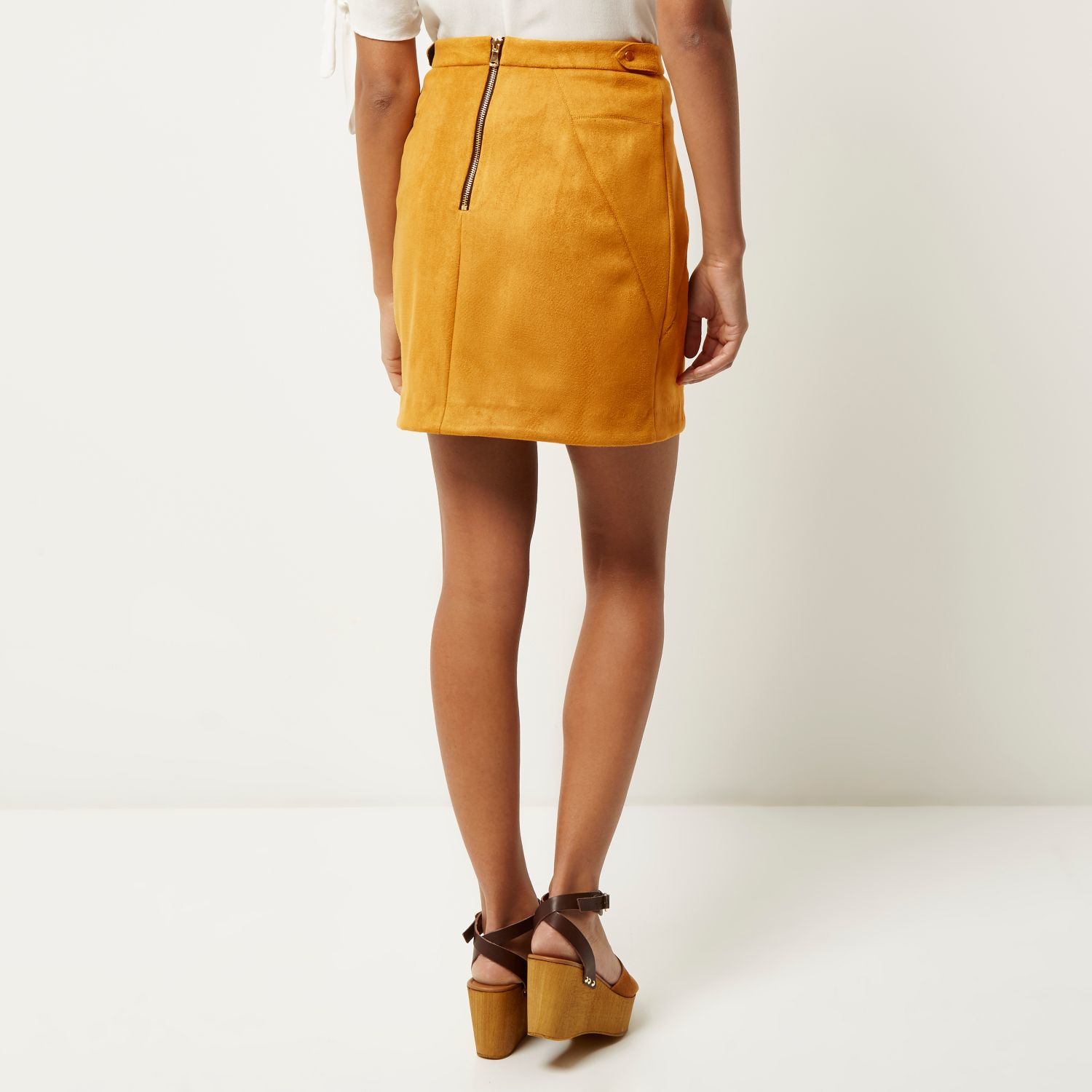 Yellow suede skirt Clearance