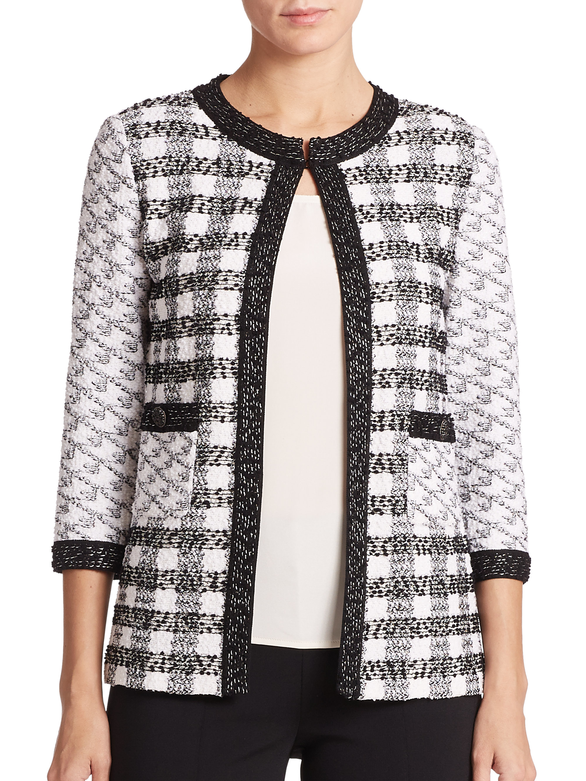 Check Knit Jacket Red