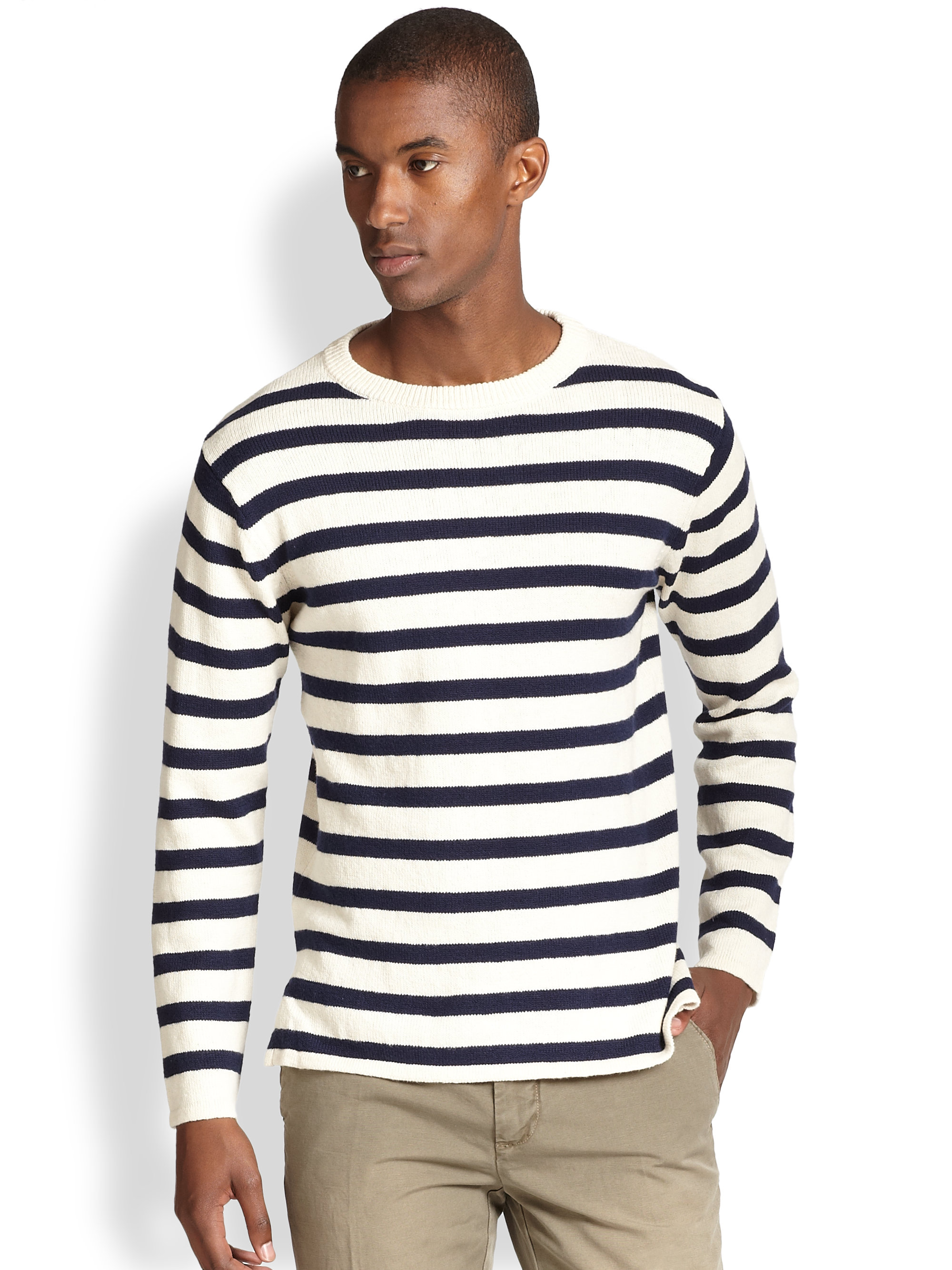 Gant rugger Breton Striped Cotton Sweater in Black for Men | Lyst