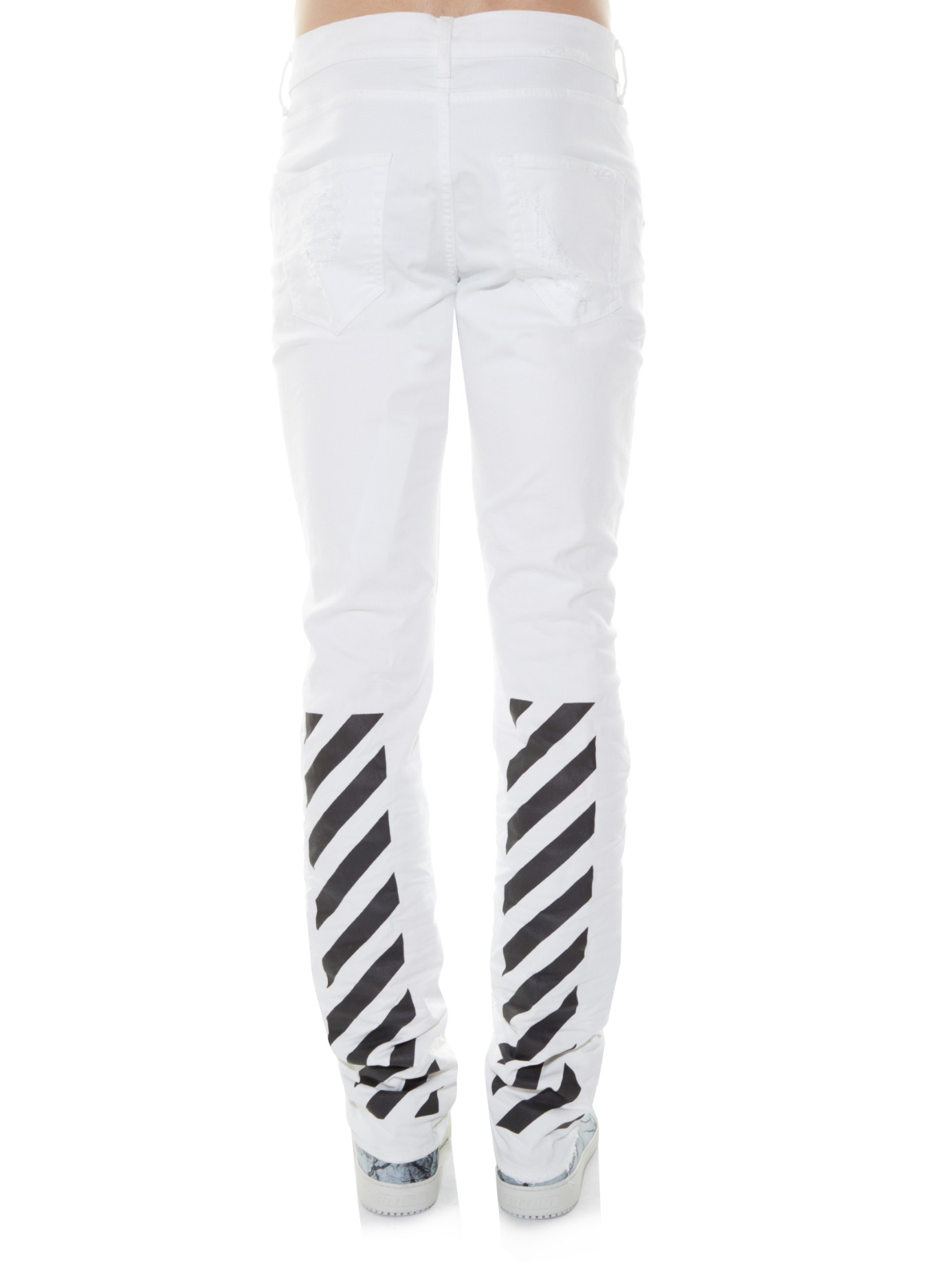 Off-White c/o Virgil Abloh Distressed Slim-leg Jeans in White for Men | Lyst