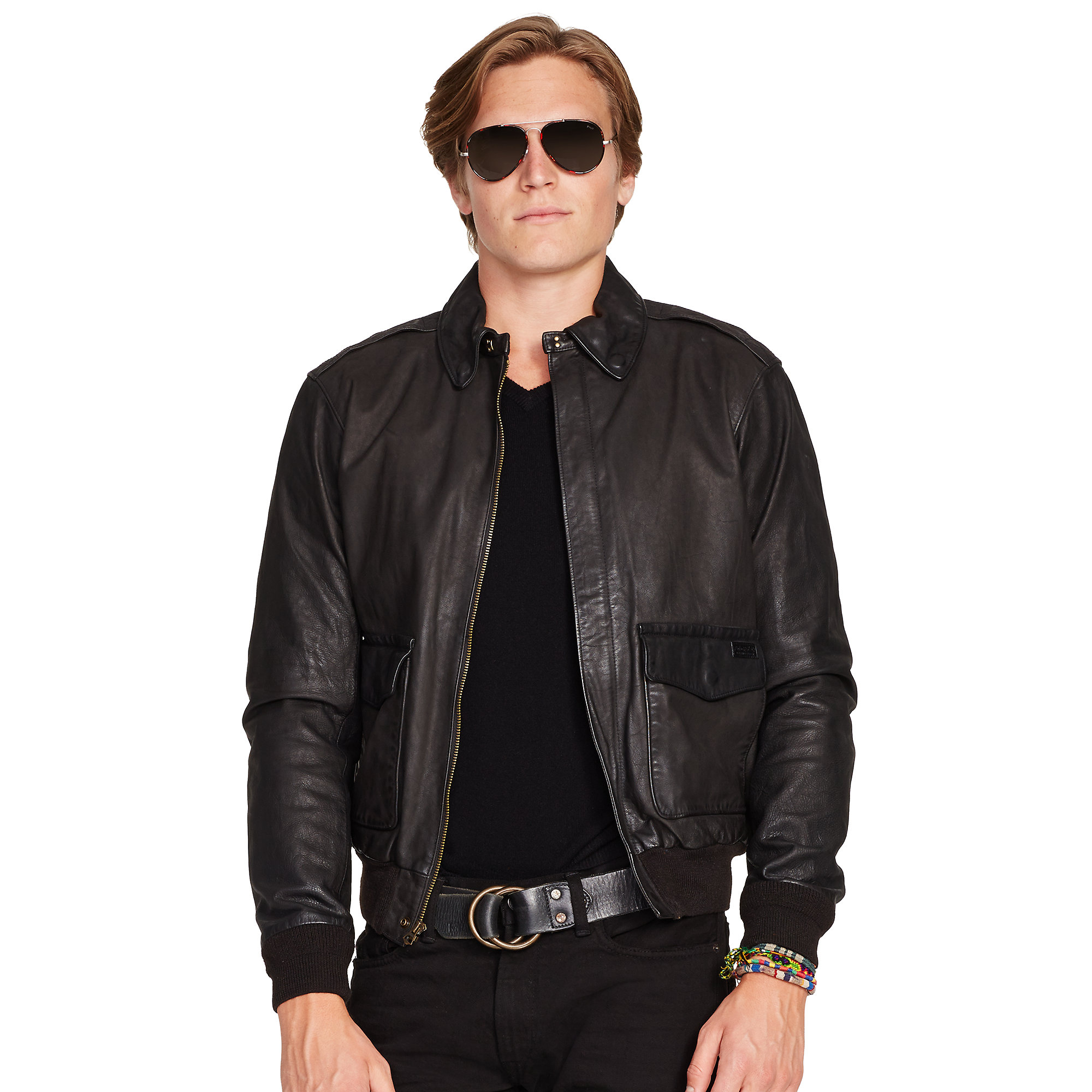 Polo Ralph Lauren Leather Farrington A2 Jacket in Black for Men | Lyst