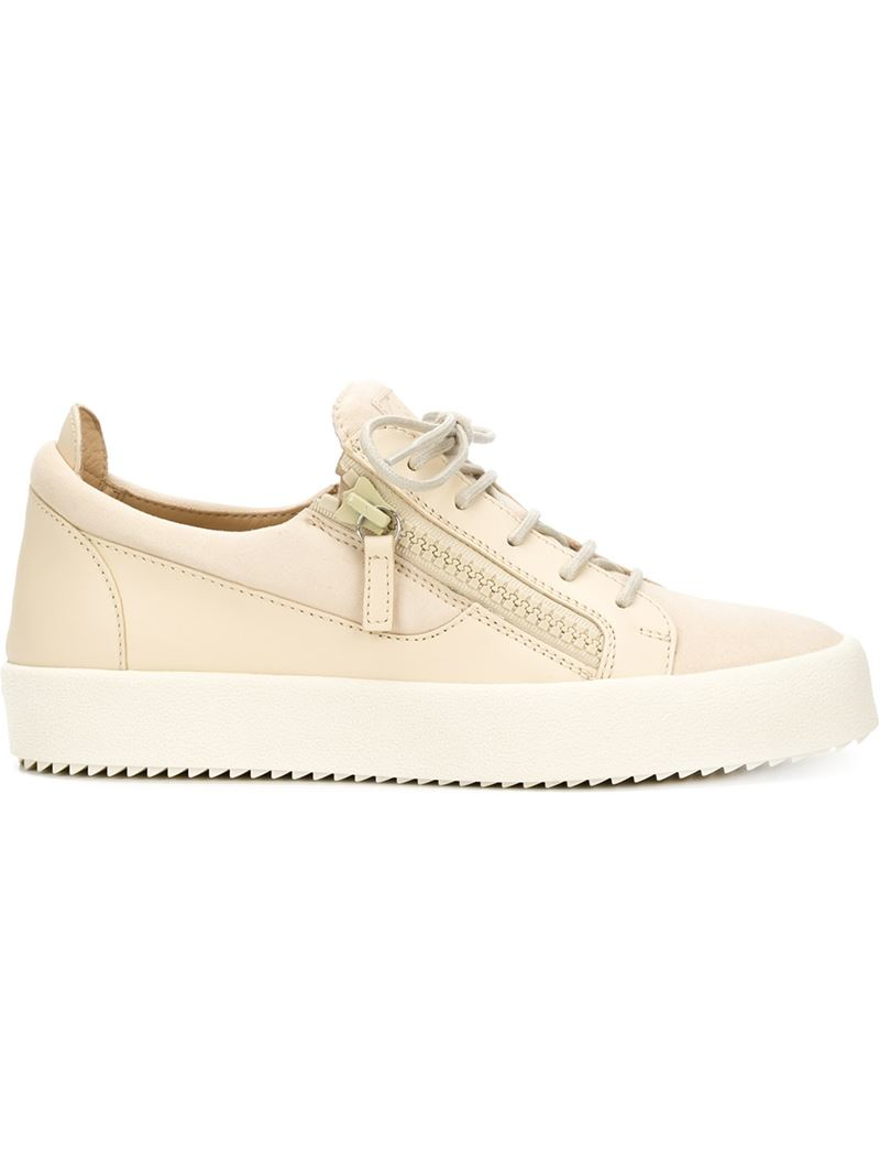 Giuseppe Zanotti Zip-Detailed Leather Low-Top Sneakers in Natural for Men -  Lyst