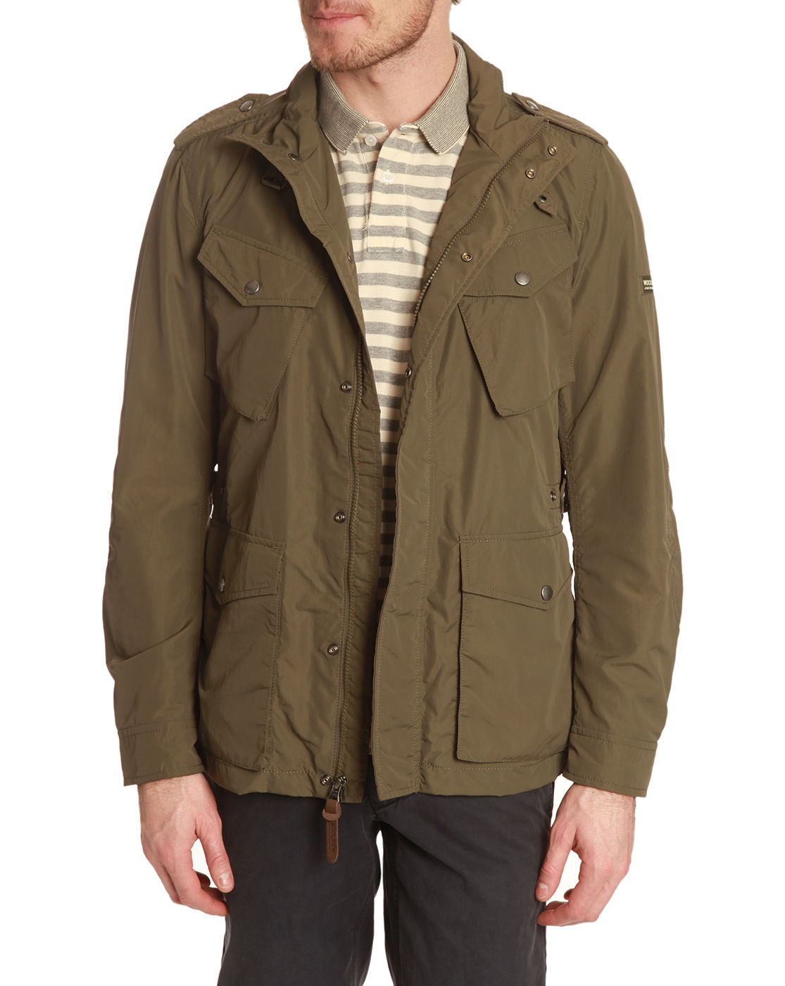 Woolrich Waxed Olive Travel Jacket in Green for Men (olive) | Lyst