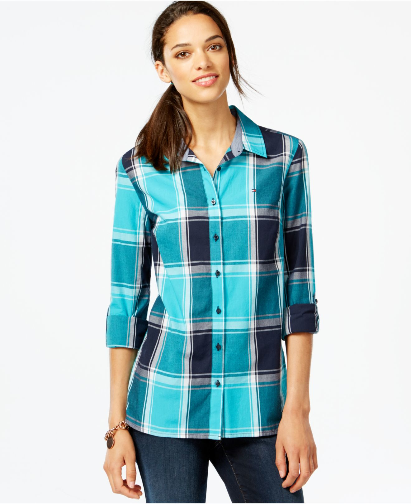 Tommy Hilfiger Cotton Plaid Buttondown Shirt in Blue Lyst