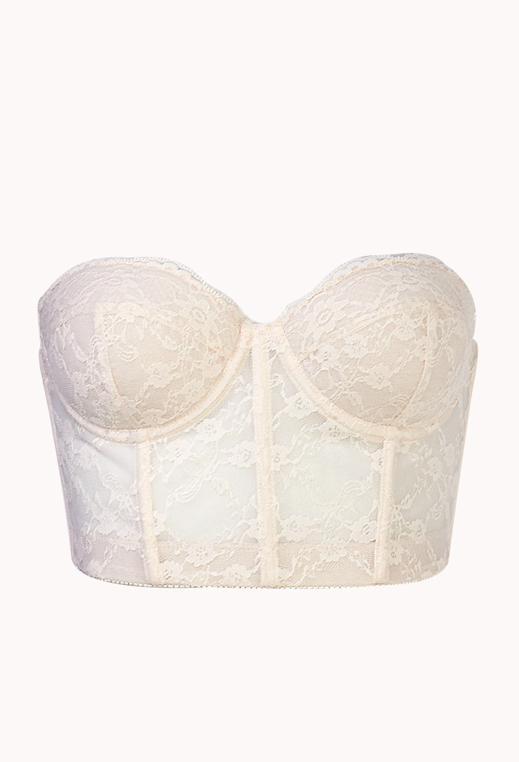 Lyst - Forever 21 Strapless Lace Corset Bra in Pink