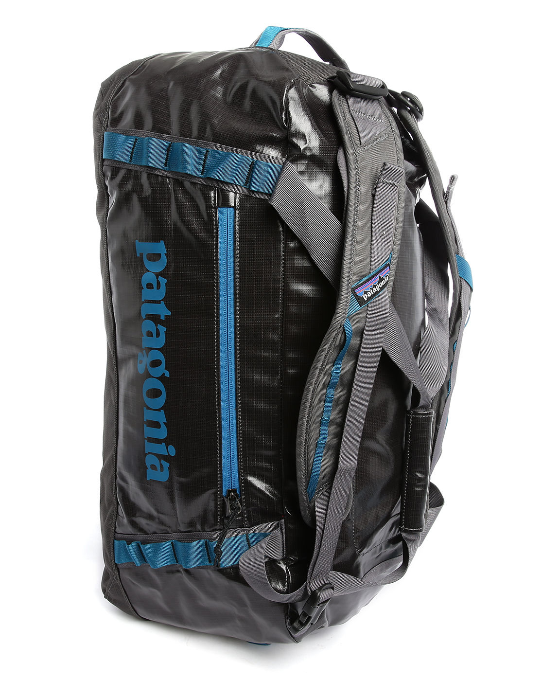Patagonia Grey With Blue Contrast Black Hole Ripstop Weekend Bag 60l in