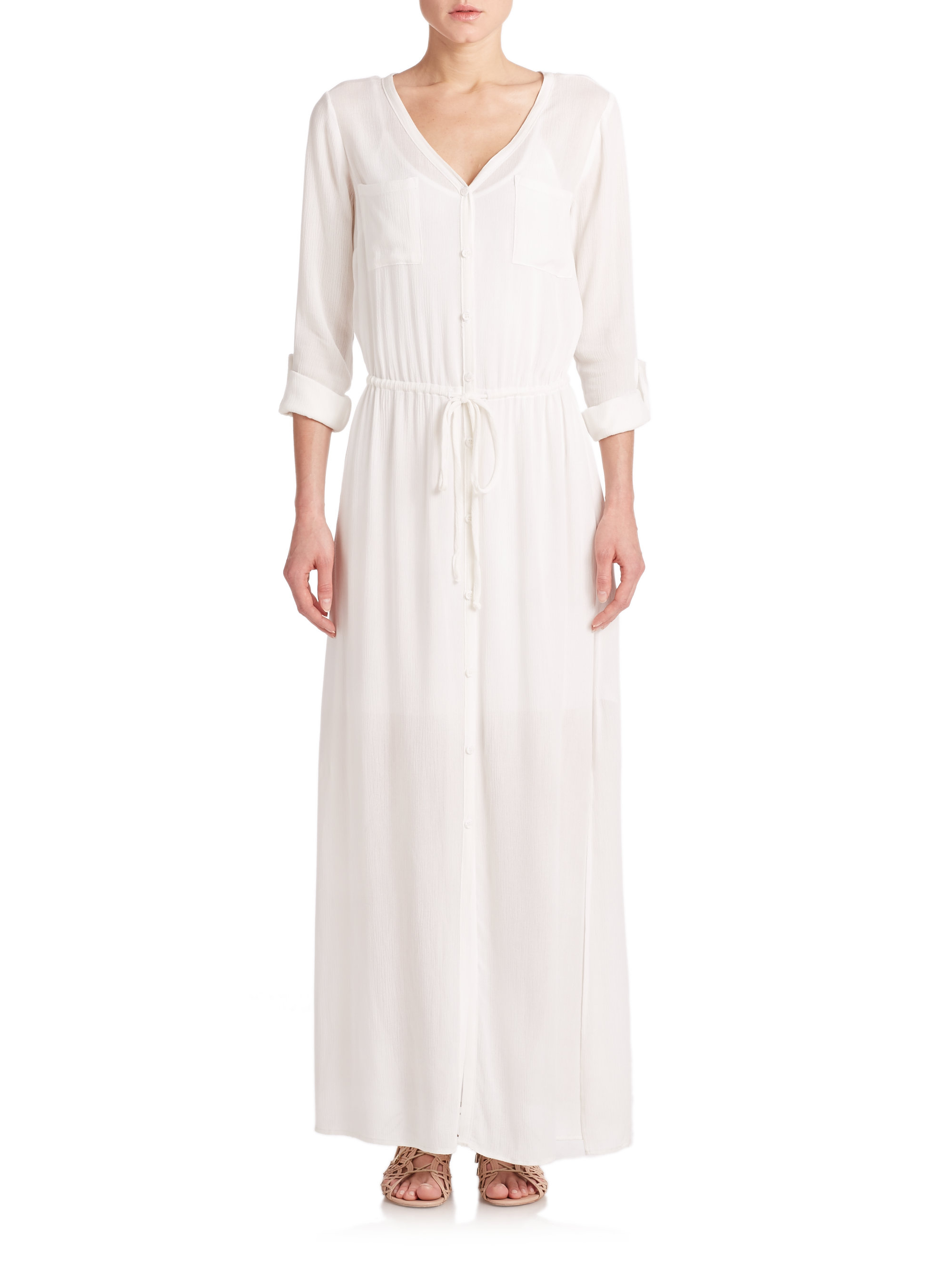 Splendid Button-front Maxi Dress in White | Lyst