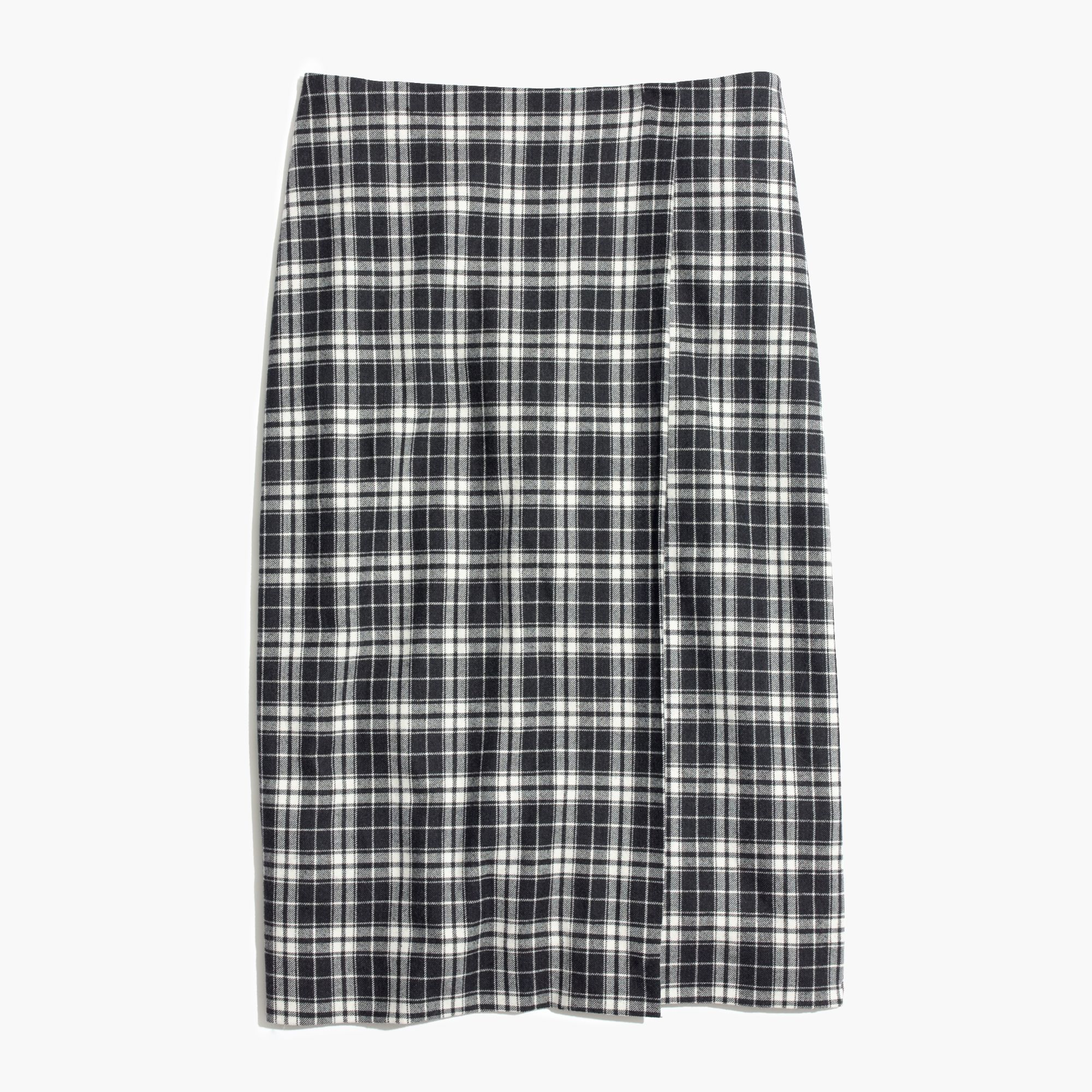 Madewell Wool Plaid Wrap Midi Skirt in Black Lyst