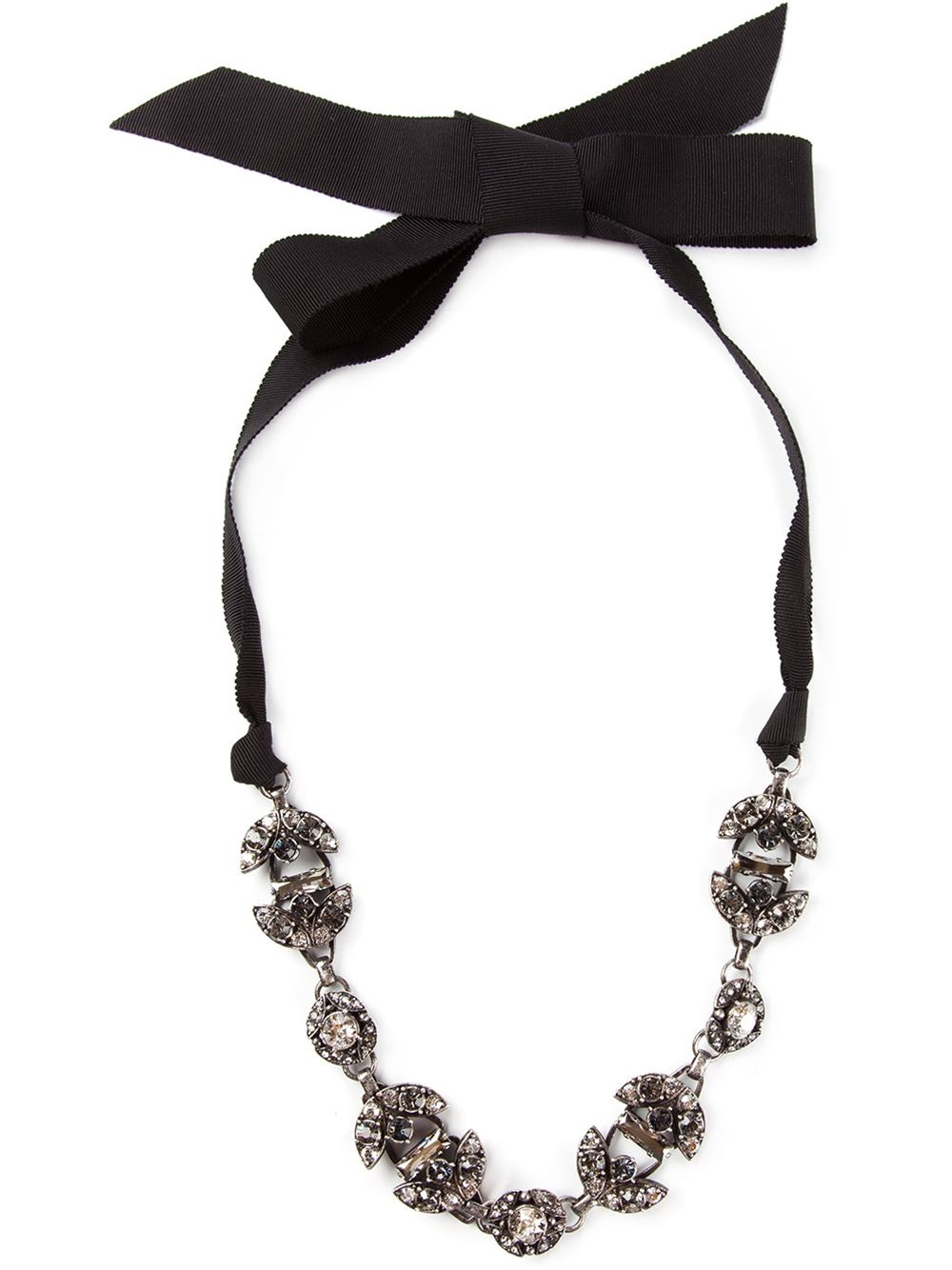 Lanvin Crystal Ribbon Necklace in Black | Lyst