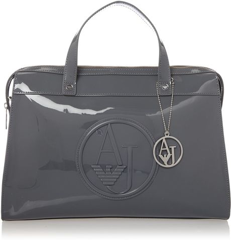 Armani Jeans Grey Patent Tote Bag in Gray (Grey)