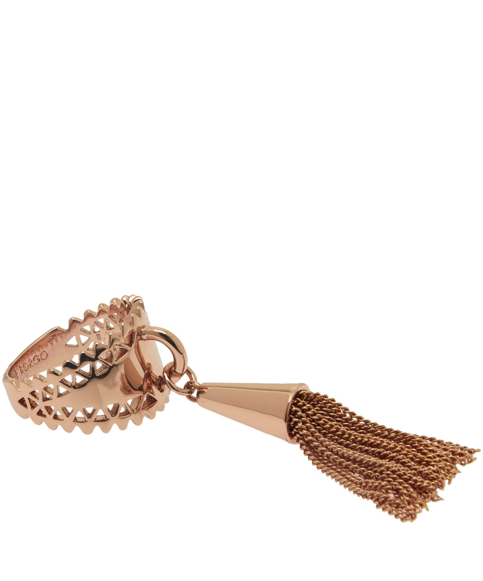 Eddie Rose Goldplated Tassel Ring in Pink (rose) Lyst