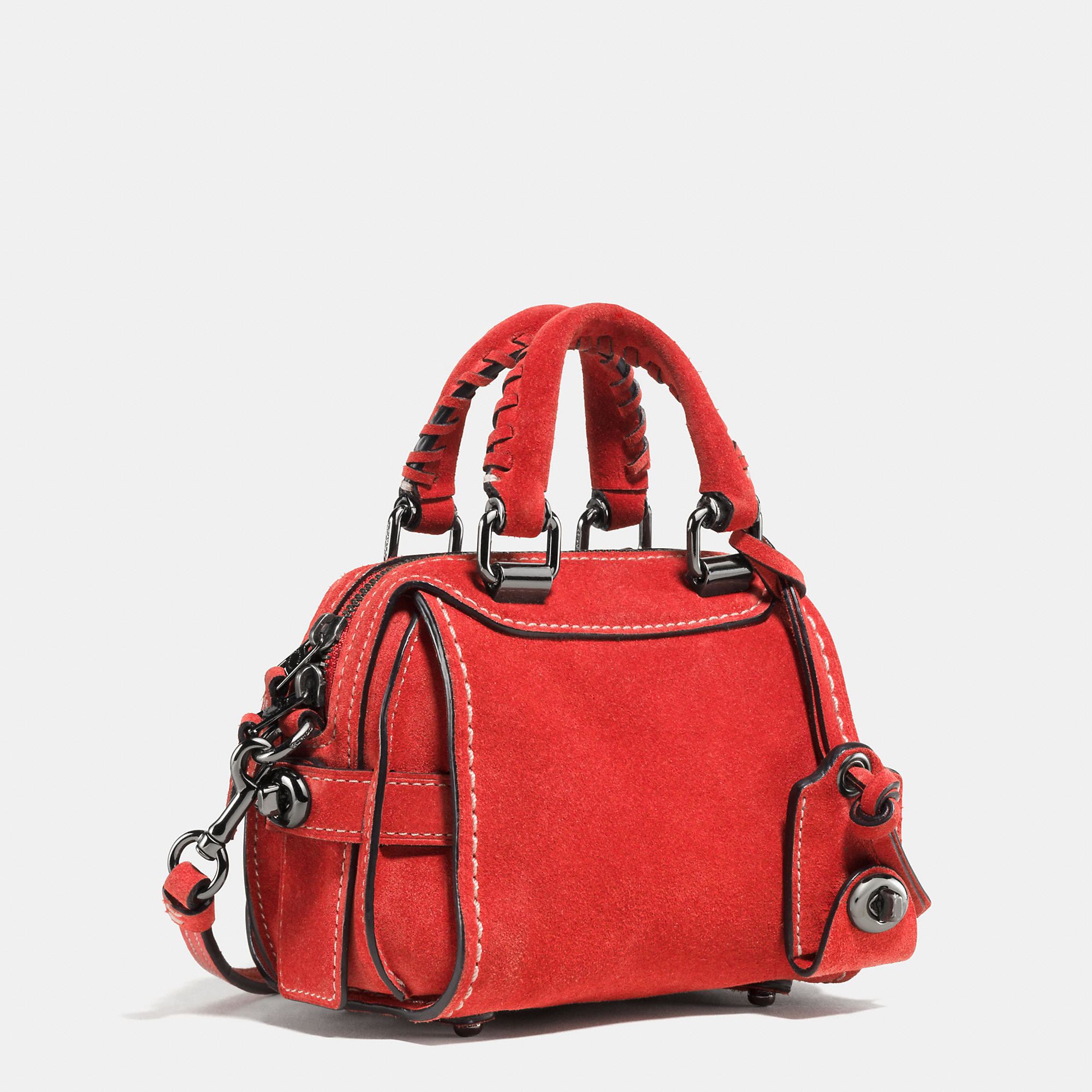 COACH Ace Satchel 14 In Suede in Red - Lyst