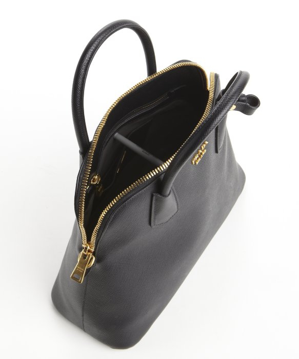Prada Black Saffiano Dome Satchel Convertible Bag in Black | Lyst  