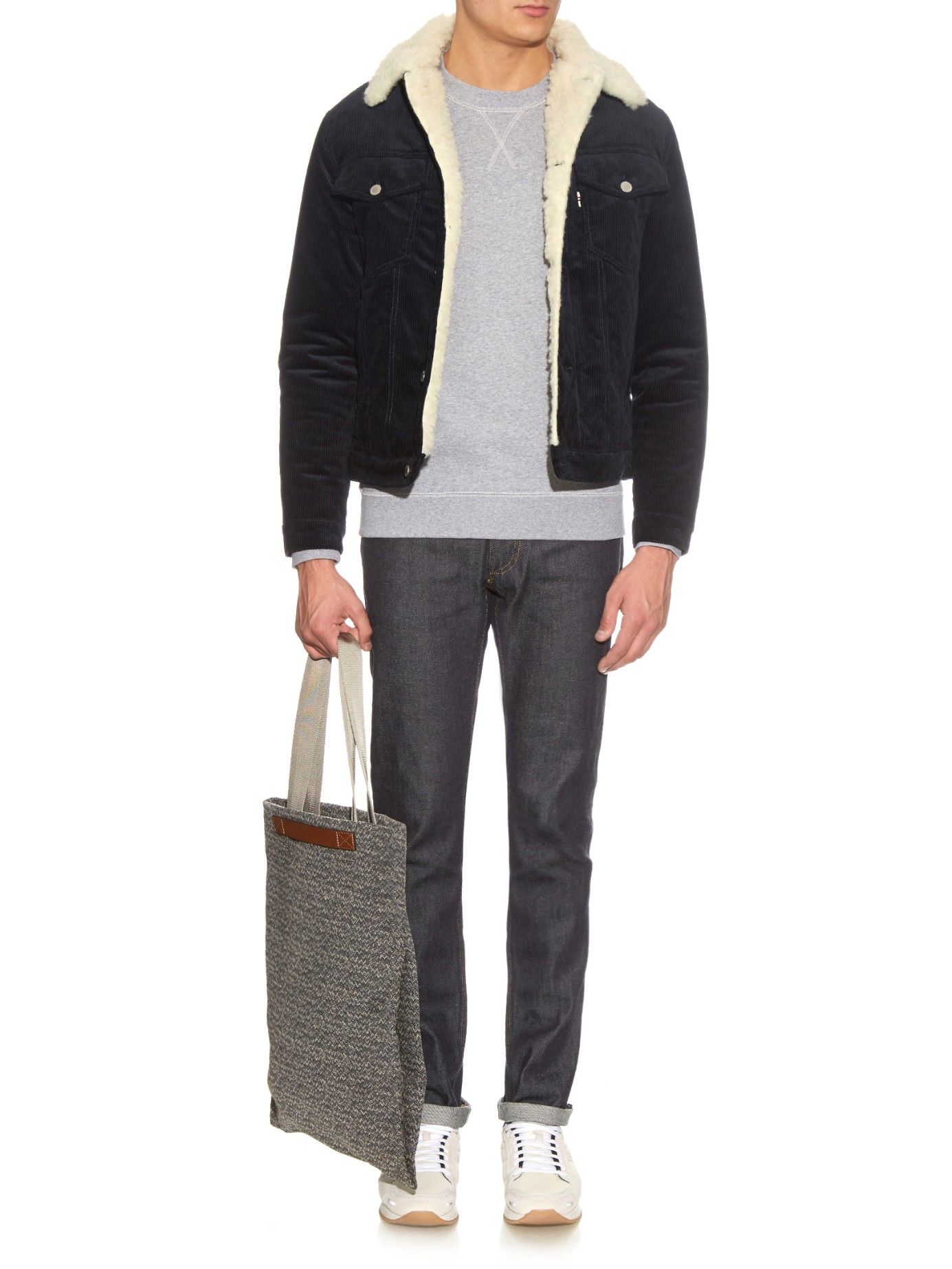 maison kitsune denim trucker jacket