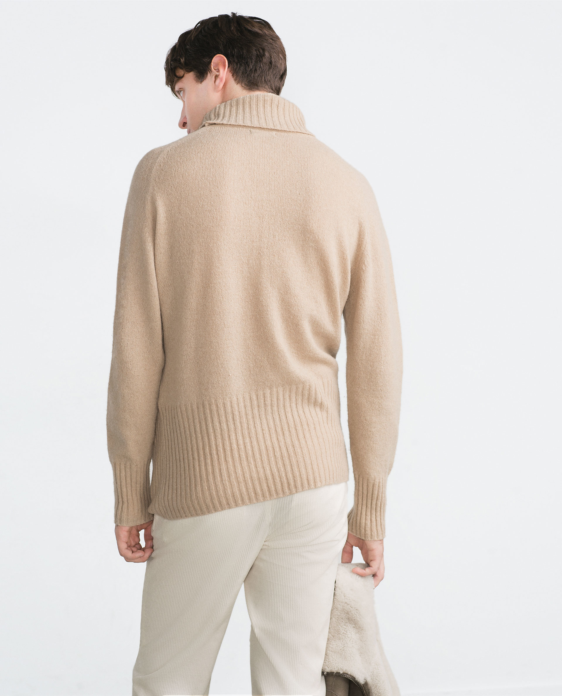 Zara Wool Polo Neck Sweater in Beige for Men Lyst