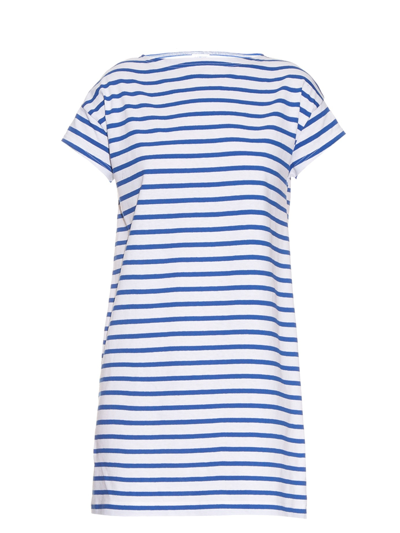 blue and white striped cotton dress