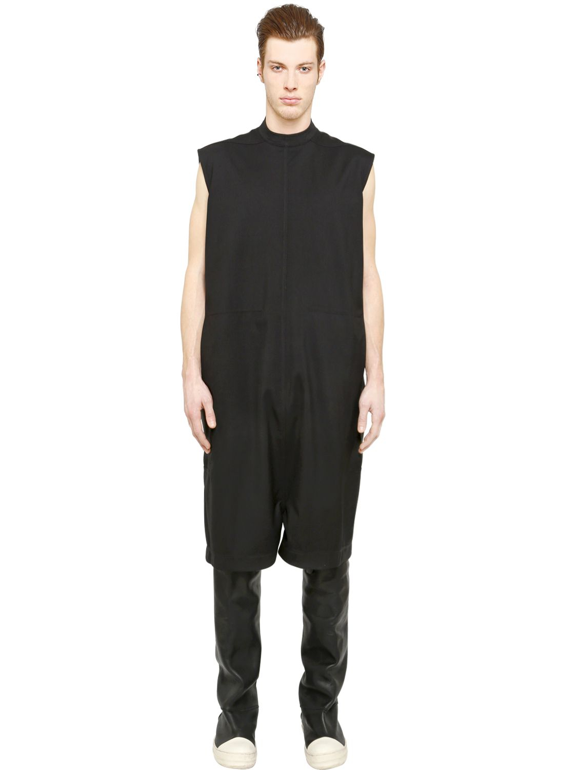 Lyst - Rick Owens Zipped Wool Canvas Jumpsuit in Black for Men