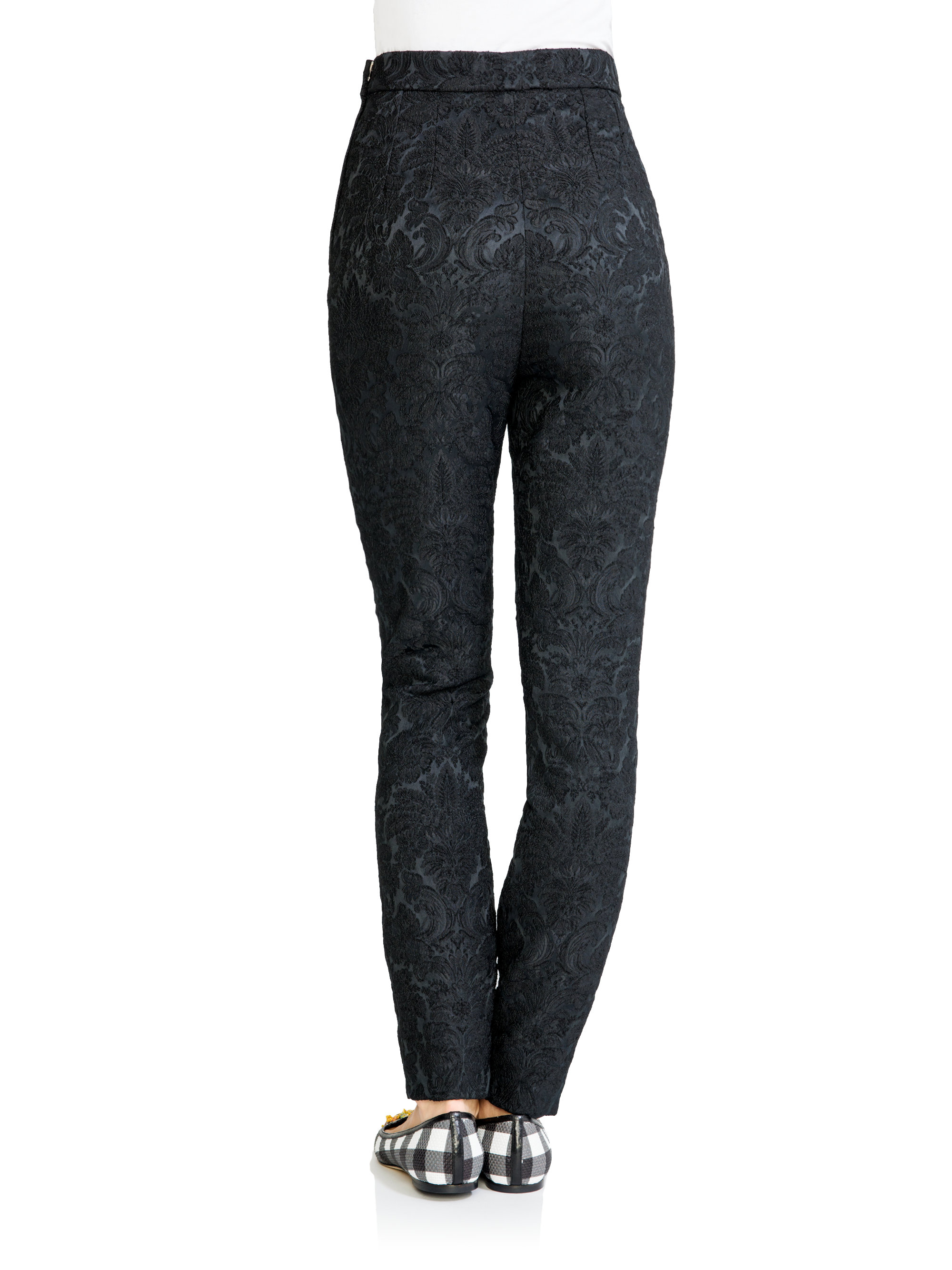 Dolce & Gabbana Jacquard High-waist Pants in Black - Lyst
