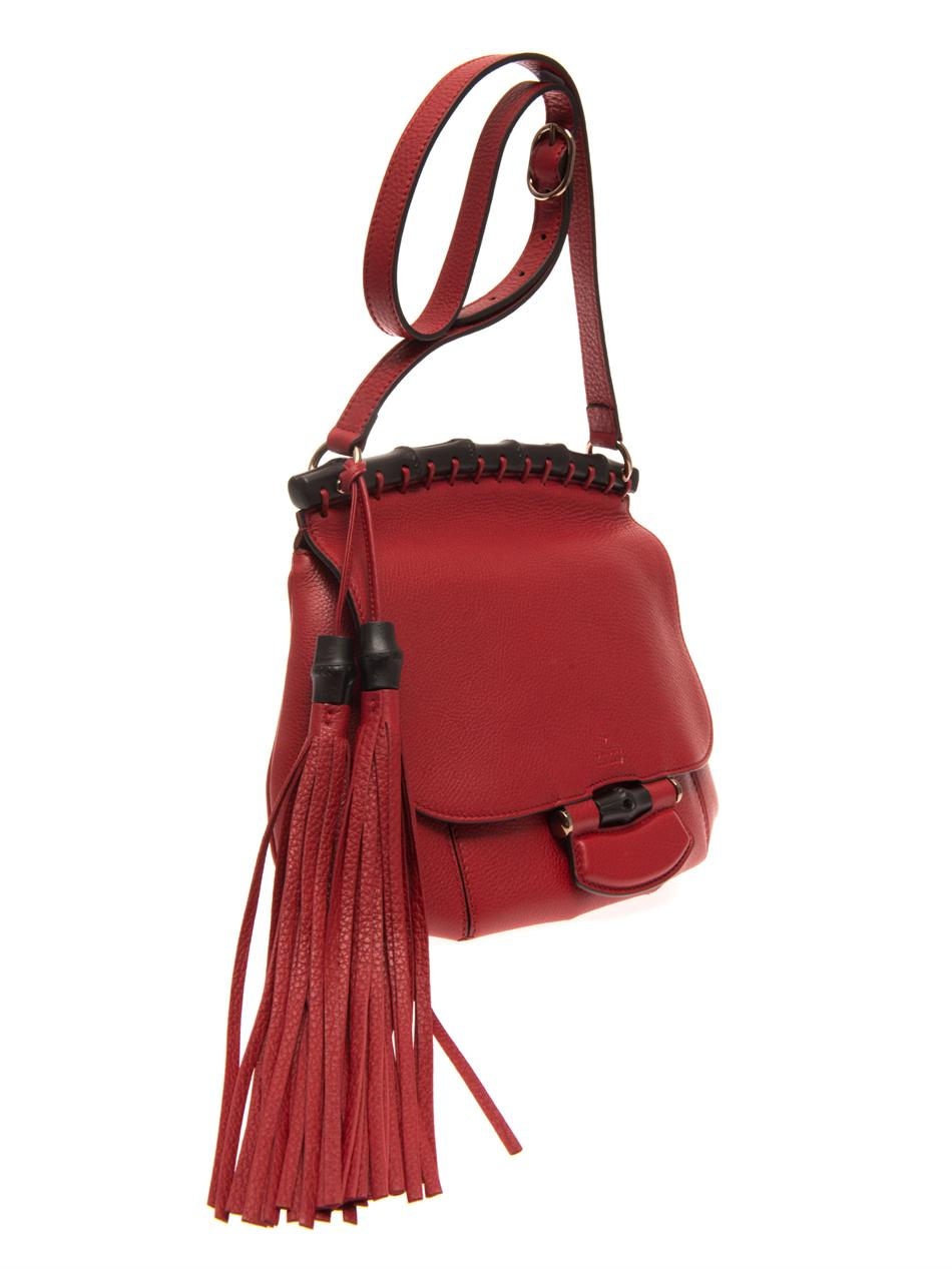 Gucci Double Tassel Cross Ody Bag in Red - Lyst