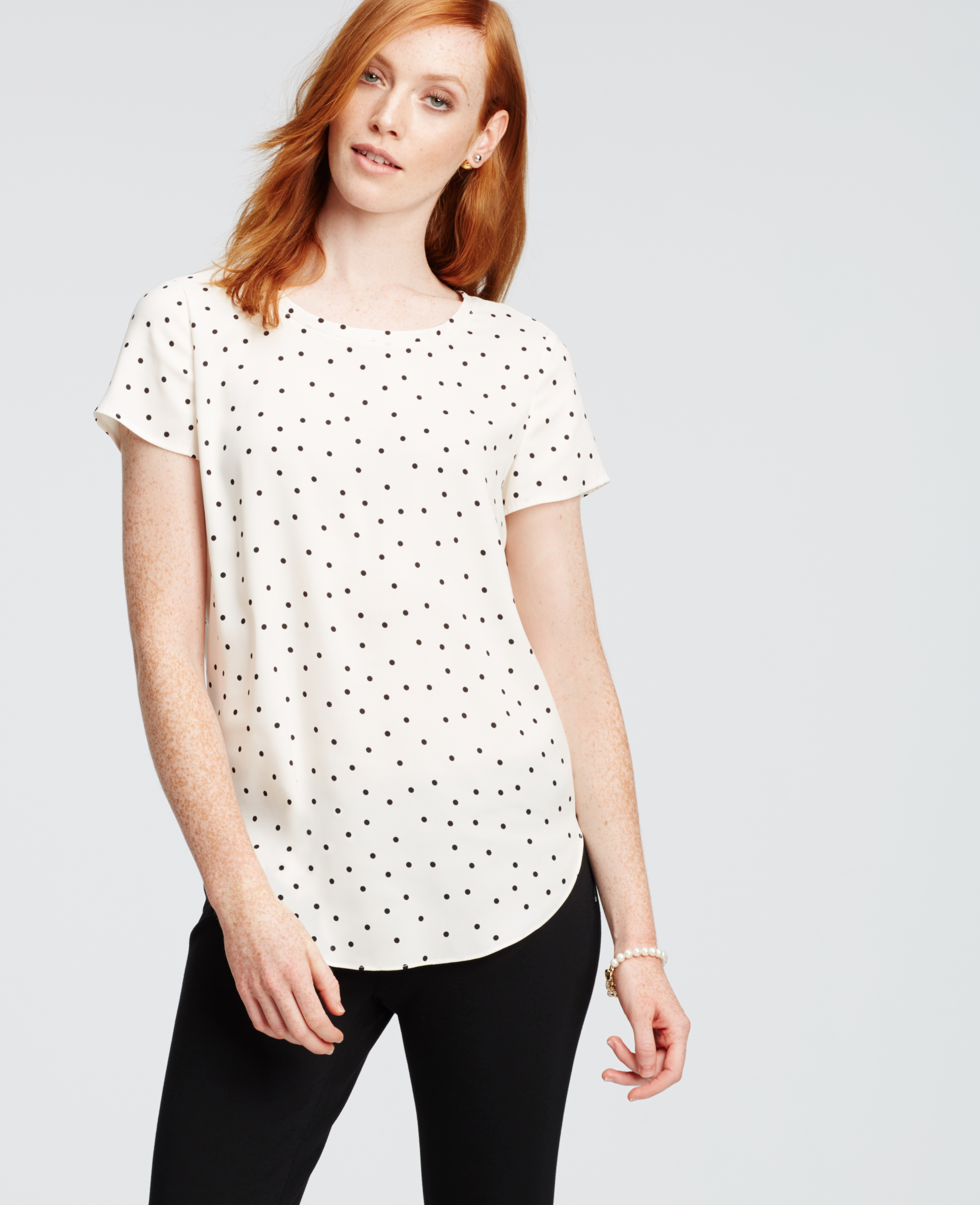 polka dot short sleeve blouse