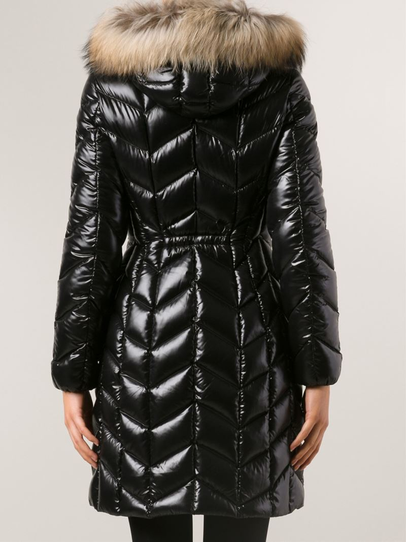 Moncler Bellette Fur-Trim Puffer Coat in Black | Lyst