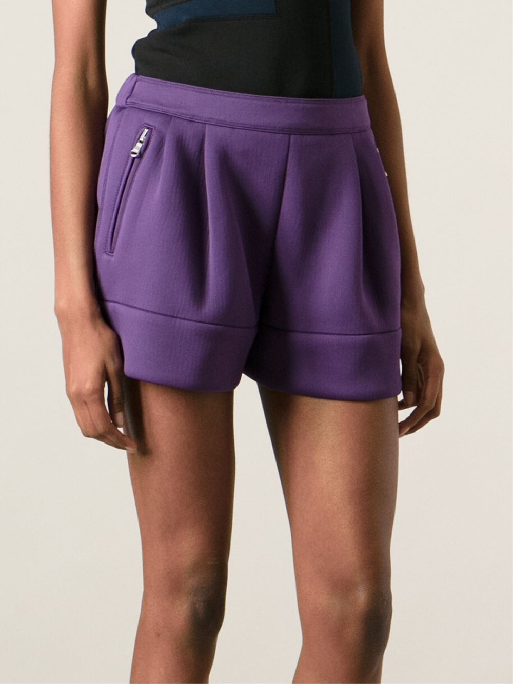 Lyst - 3.1 Phillip Lim Cuffed Pleated Shorts in Purple