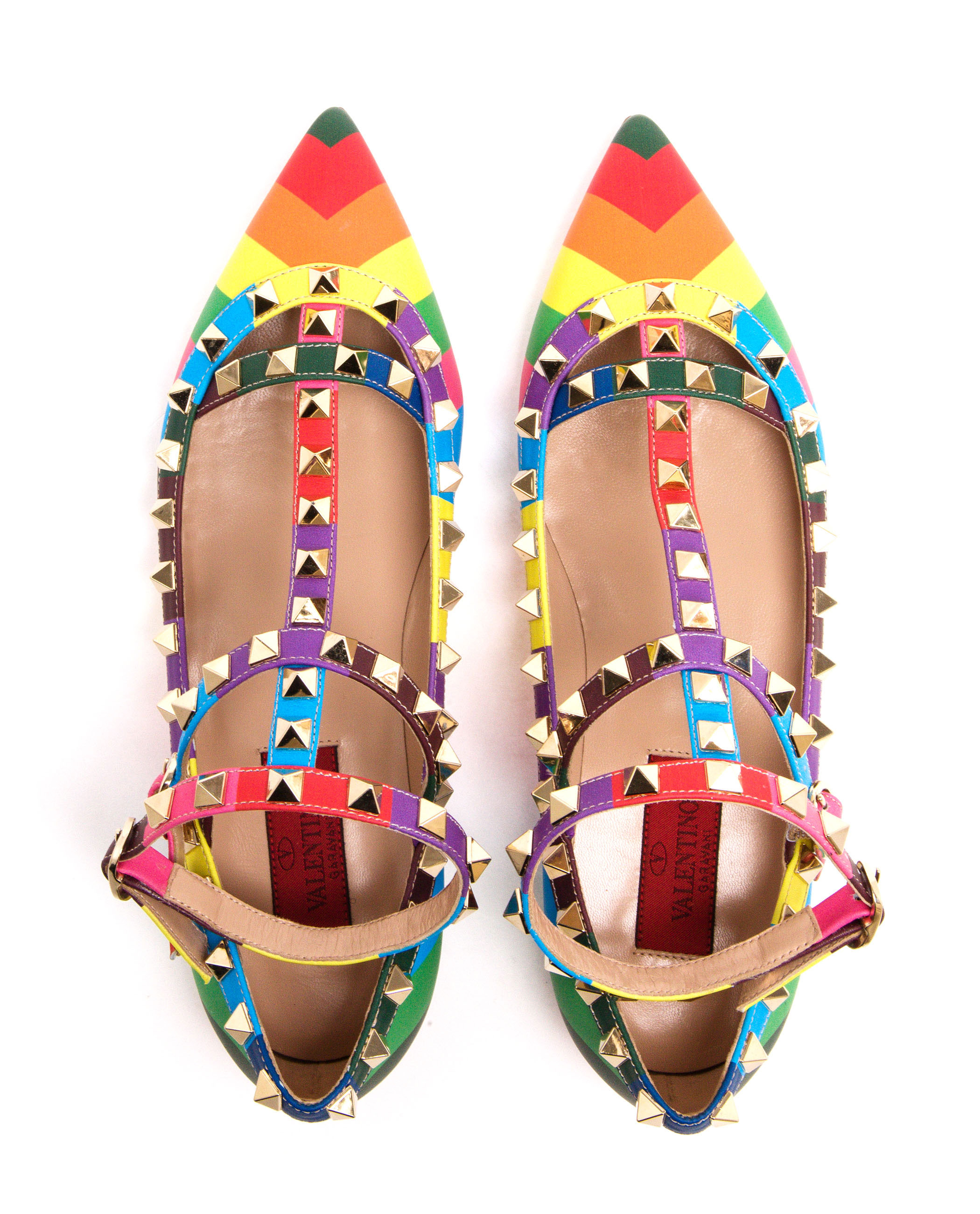 pink valentino rockstud flats