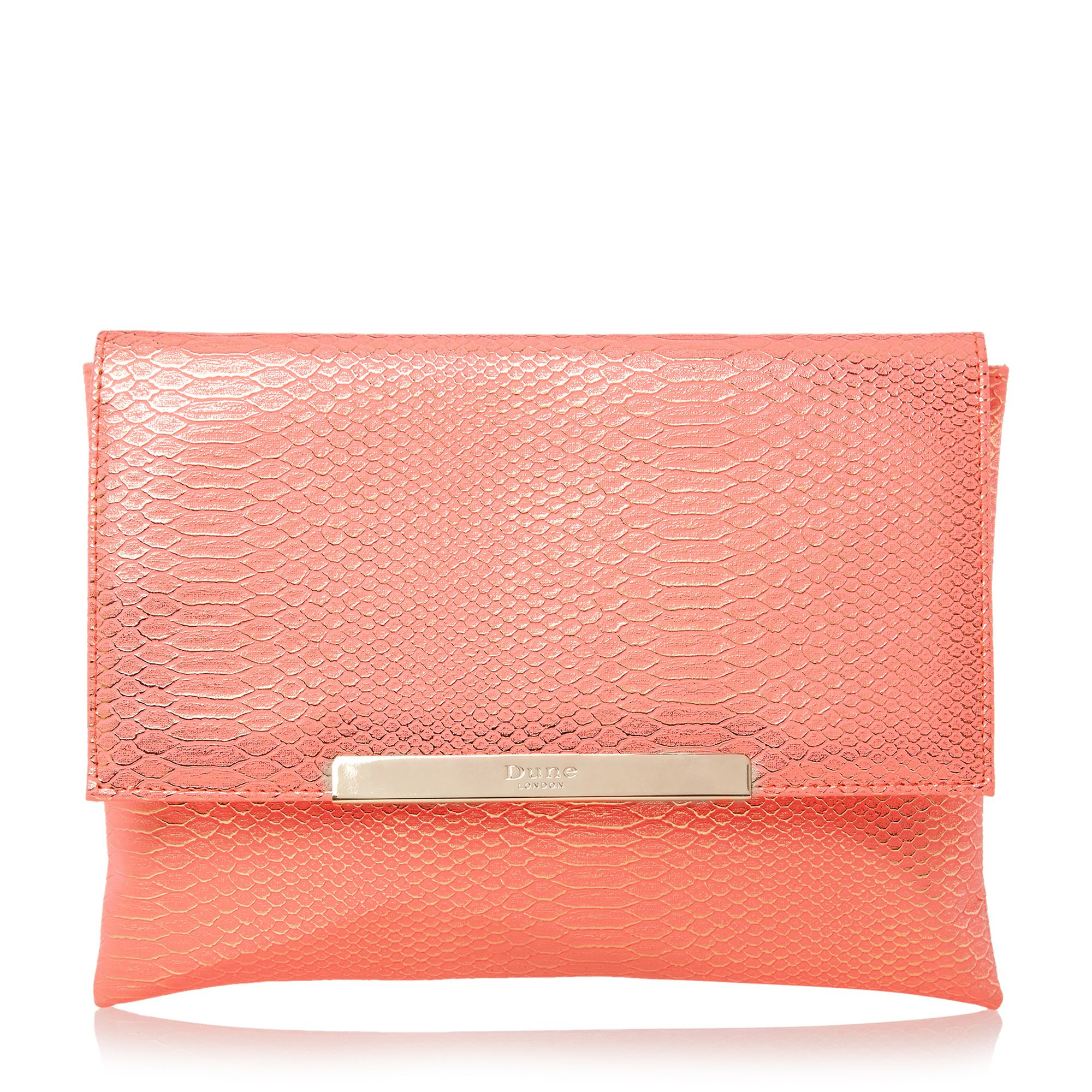 Dune Bettie Snake Print Foldover Clutch Bag in Pink (Coral) Lyst