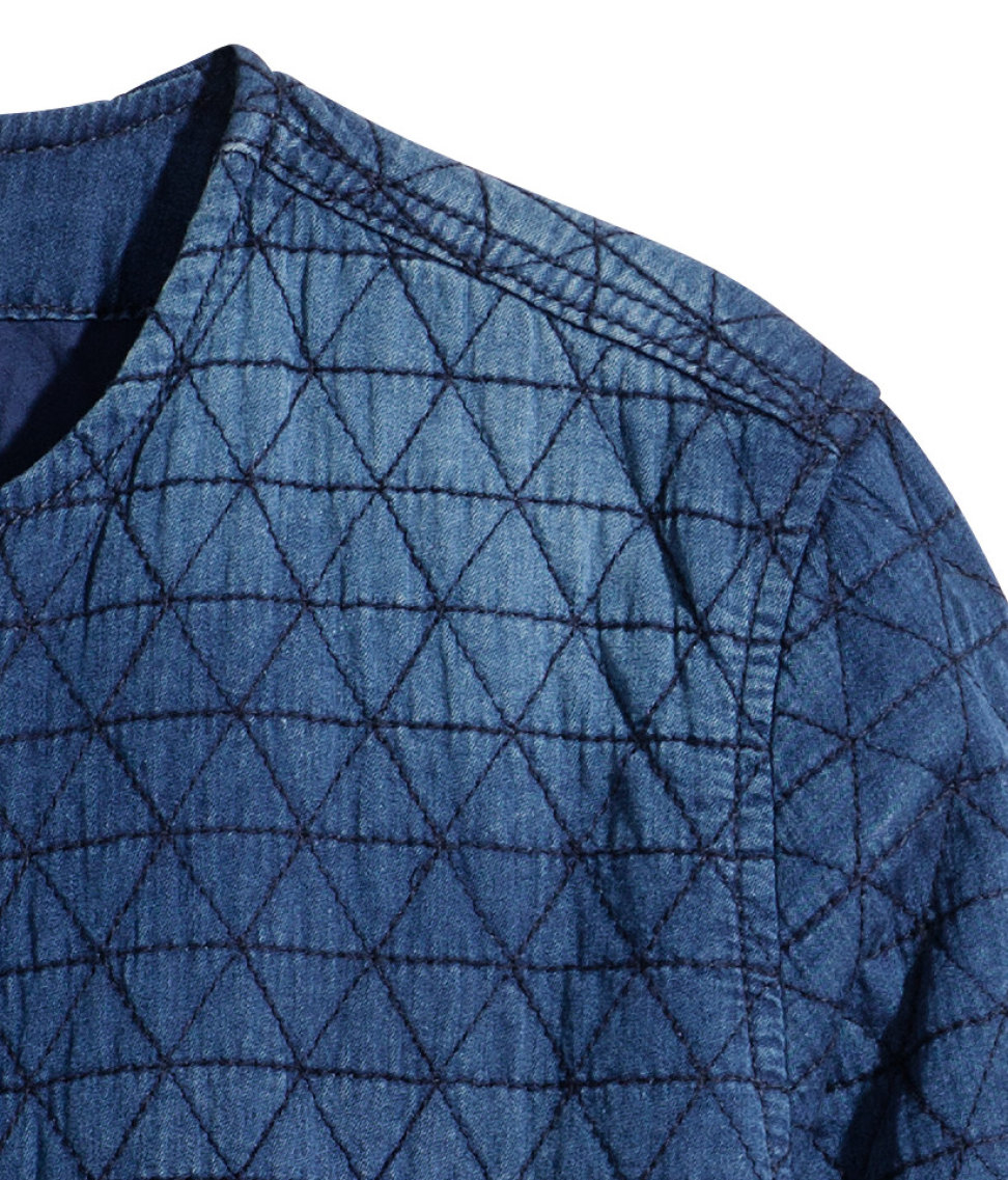 H&M Quilted Denim Jacket in Blue | Lyst