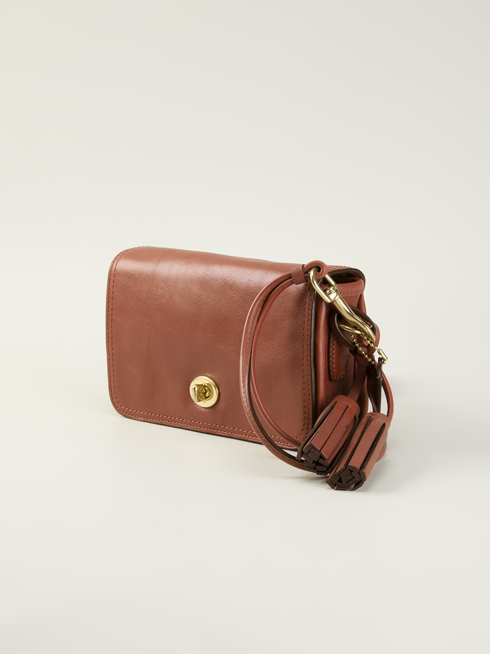 COACH Tassel Detail Shoulder Bag in Brown Lyst