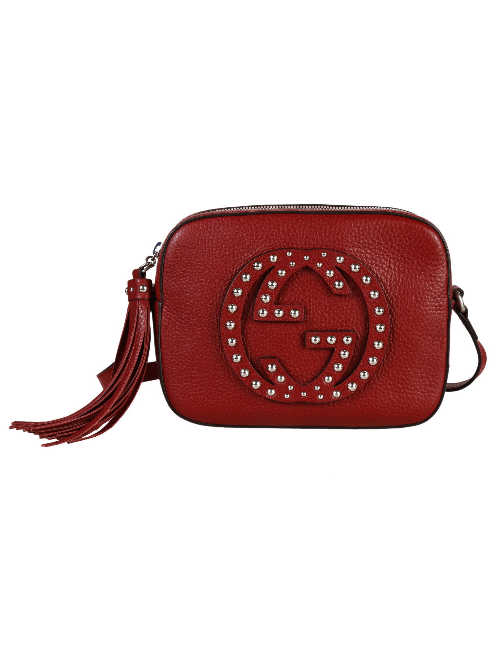 Gucci Soho Studded Leather Disco Bag in Red (Bordeaux) | Lyst