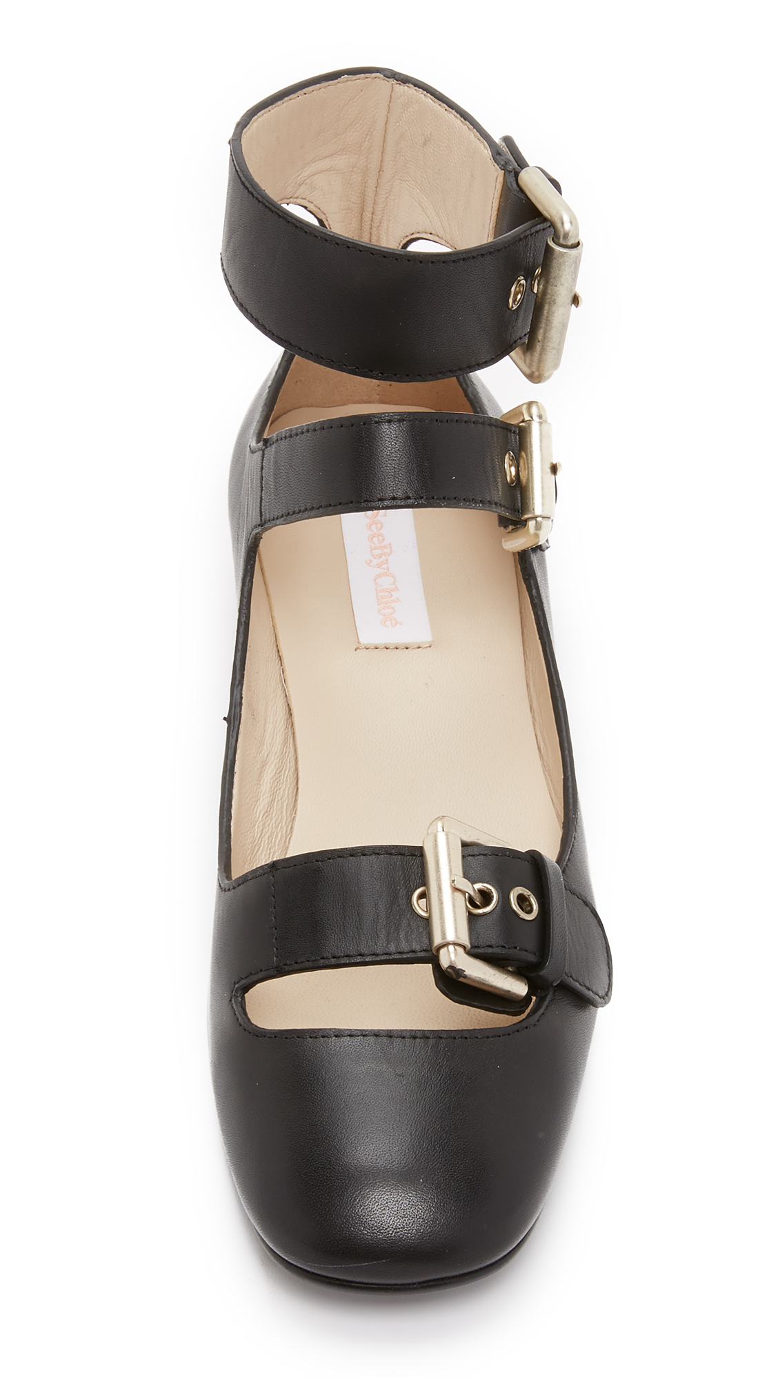 See By Chloé Polly Buckle Flats in Nero 