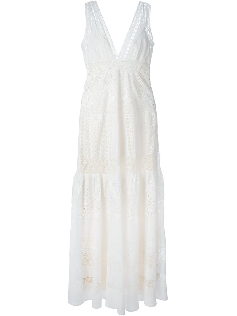 Roberto Cavalli Lace VNeck Bridal Dress in White Lyst