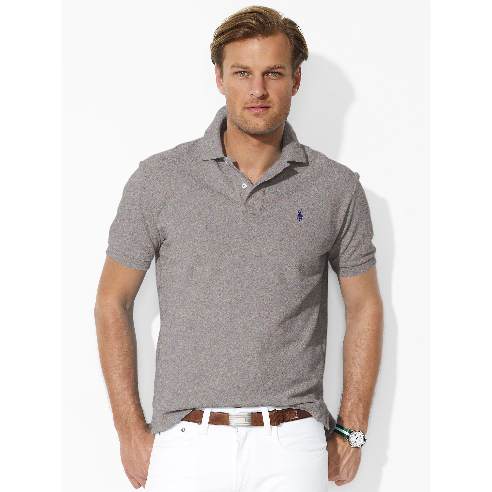 Buy > men's classic fit long sleeve mesh polo > in stock