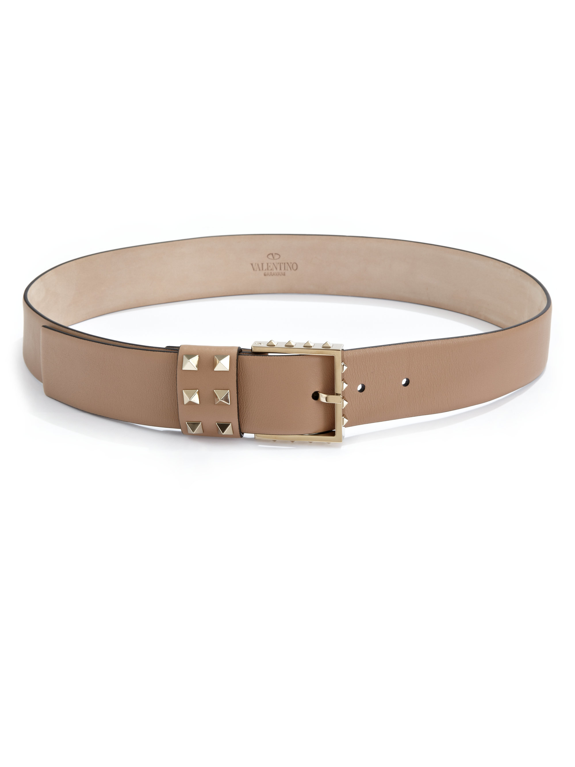 Lyst - Valentino Studded Leather Belt in Brown