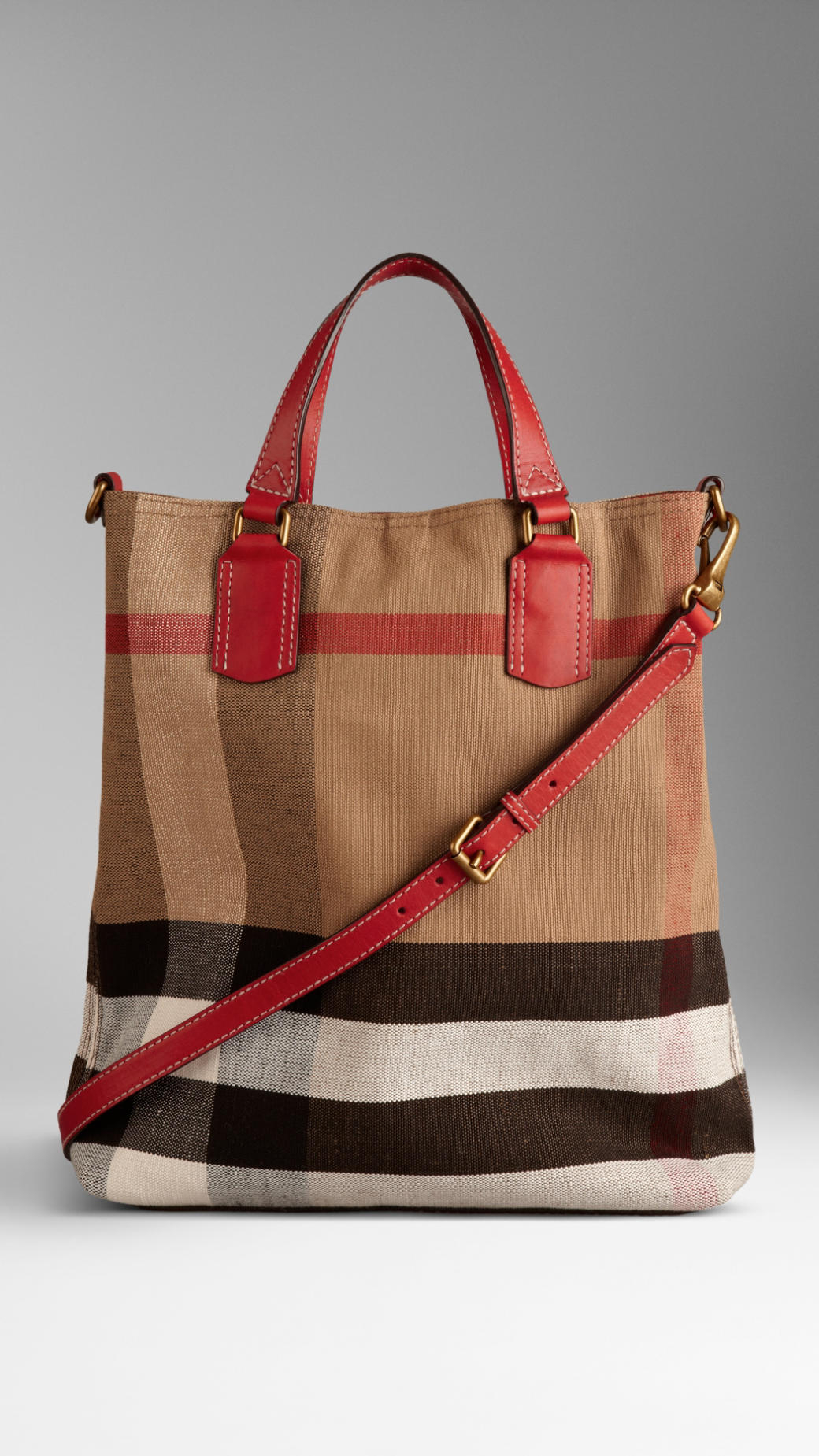 burberry medium canvas check tote bag