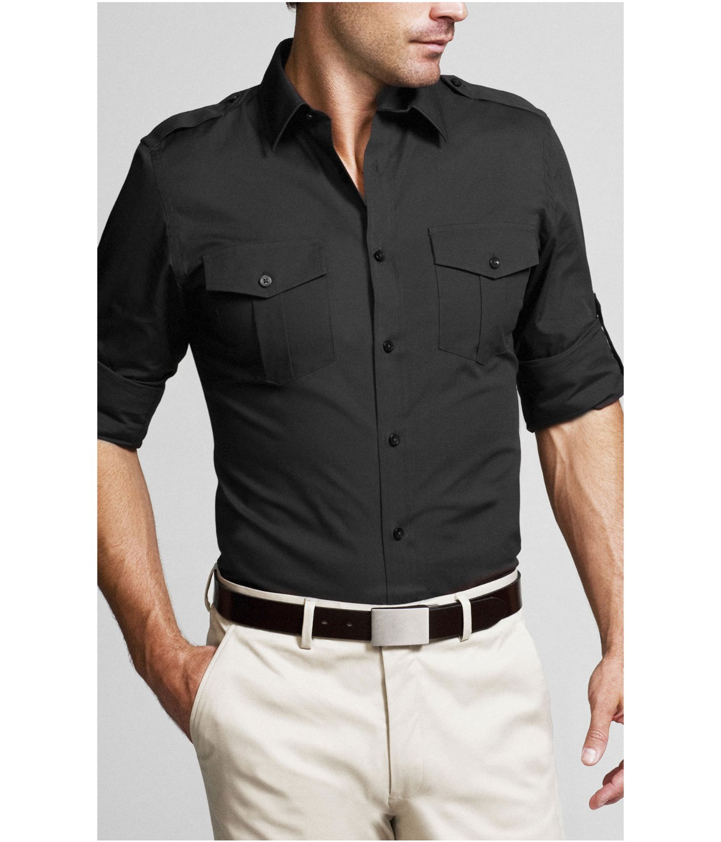Express Fitted Mk2 Stretch Cotton Shirt ...