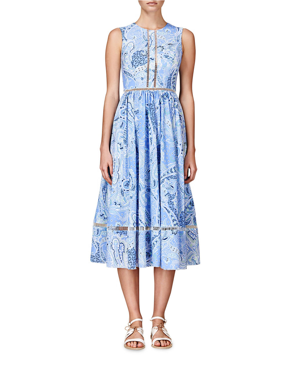 Cynthia Rowley Paisley Midi Dress In Blue Lyst Gallery