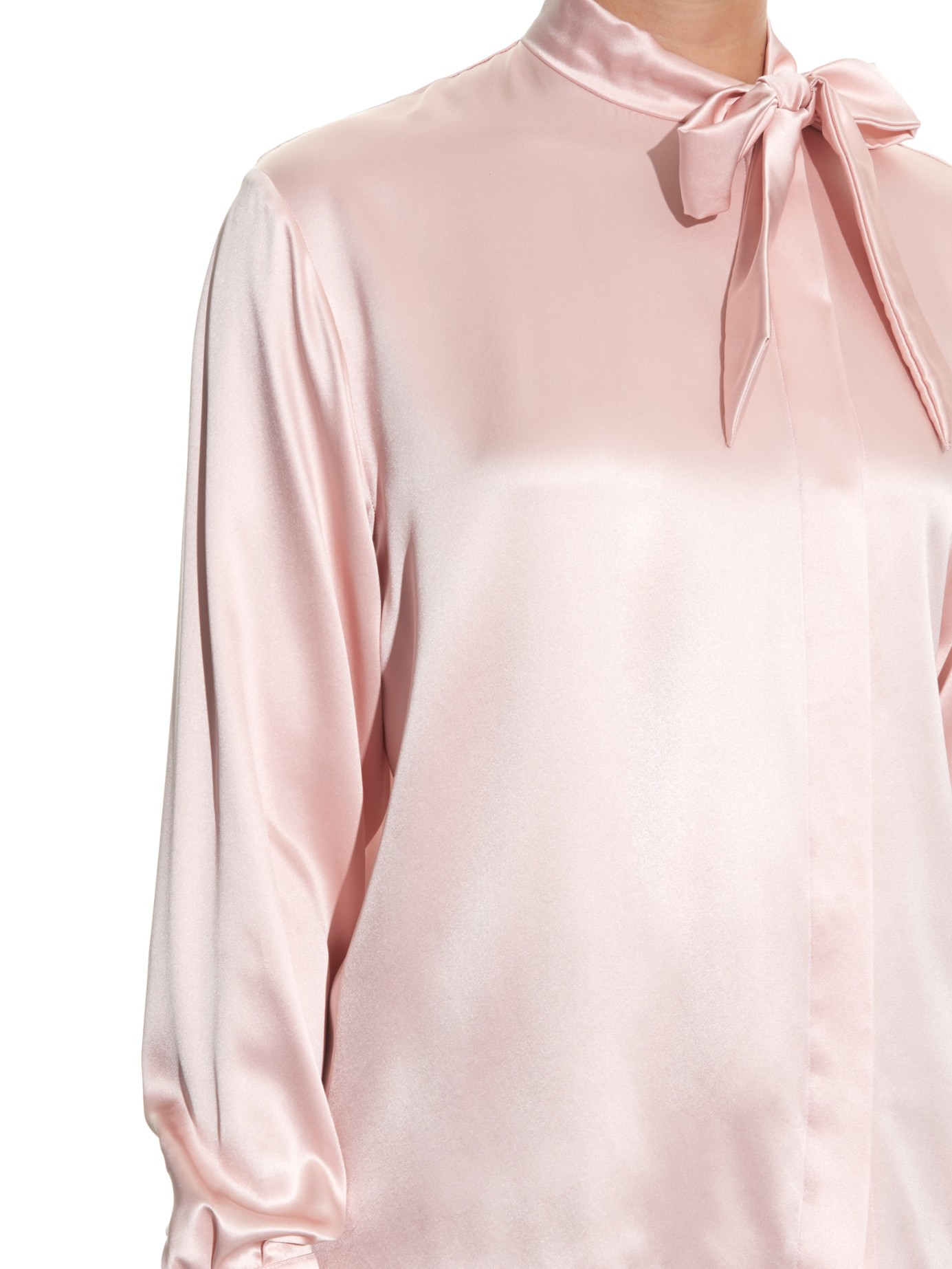 Lyst Bottega Necktie Silksatin Blouse in Pink