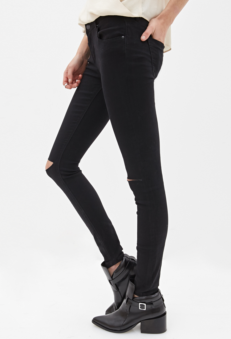 black ripped skinny jeans forever 21